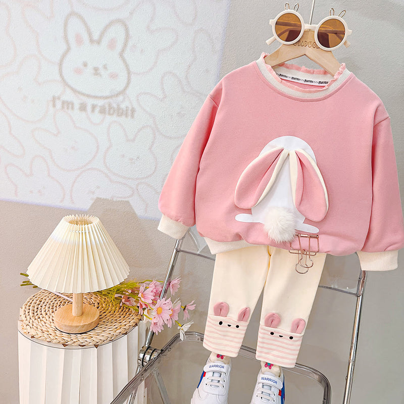 Toddler Girl Lovely Bunny 3D Ears Tail 2 Pieces Set
