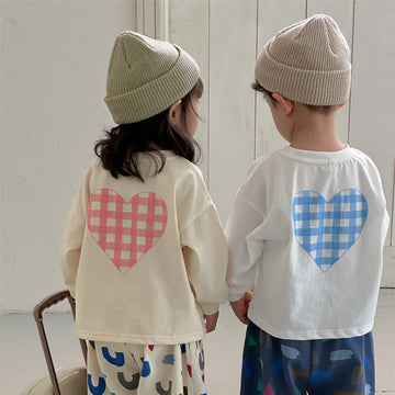Toddler Plaid Heart Casual T-shirt