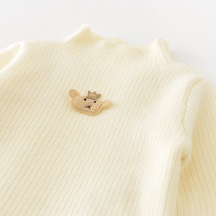 Baby Crown Bear Knitted High Collars T-shirt