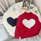 Toddler Girl Heart Knitted Sweater