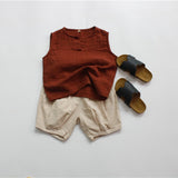 Toddler Retro Solid Color V Neck Tank Top