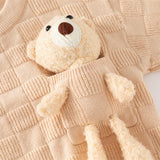 Toddler Bear Pocket Knitted Solid Color Sweater