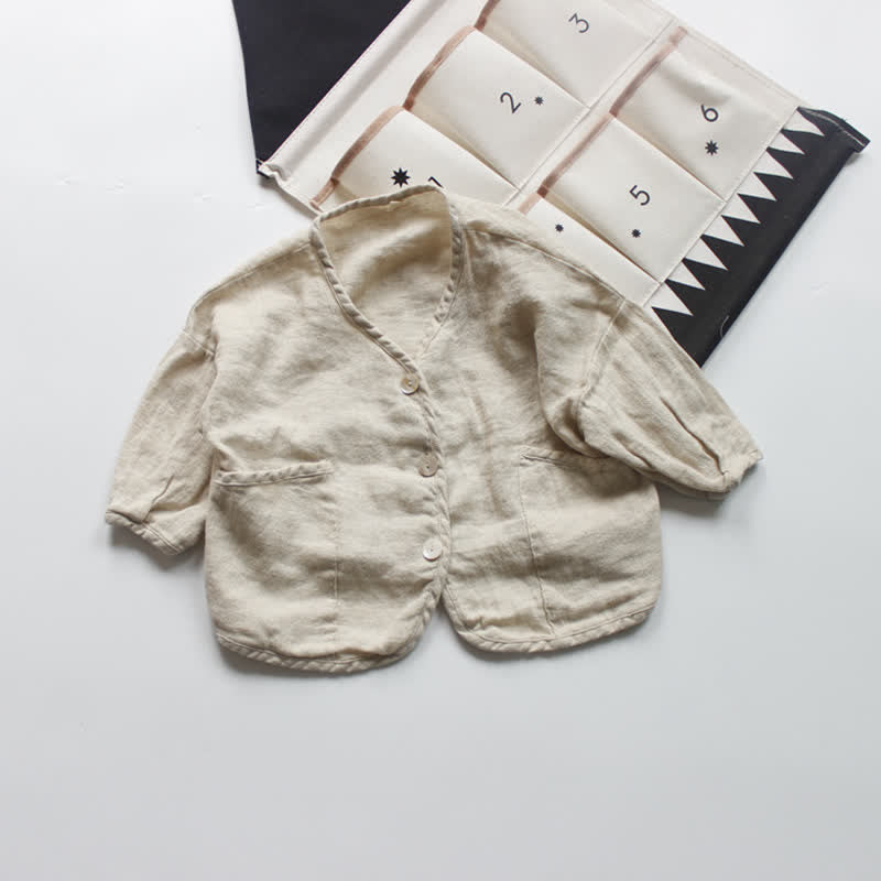 Toddler Polka Dot Linen Loose Outerwear
