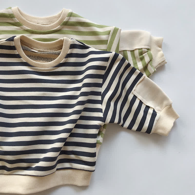 Toddler Boy Striped Crew Neck Casual Sweatshirt