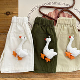 Toddler Solid Color Shorts with Goose Doll