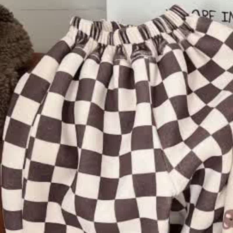 Toddler Bear Dot Plaid Warm Casual Pants