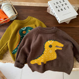 Toddler Cartoon Dinosaur Jacquard Knitted Sweater