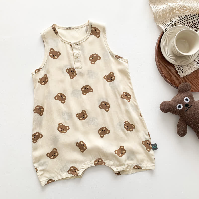 Baby Animal Sleeveless Linen Romper