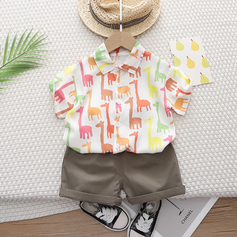 Toddler Giraffe Polo Shirt and Shorts Set