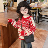 Toddler Girl Vintage Christmas Knitted Sweater