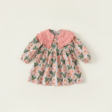 Toddler Girl Layered Collar Flower Dress