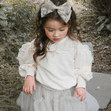 Toddler Girl Lace Sweet Solid Color Sweatshirt