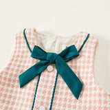 Toddler Girl Plaid Bowknot Sleeveless Dress