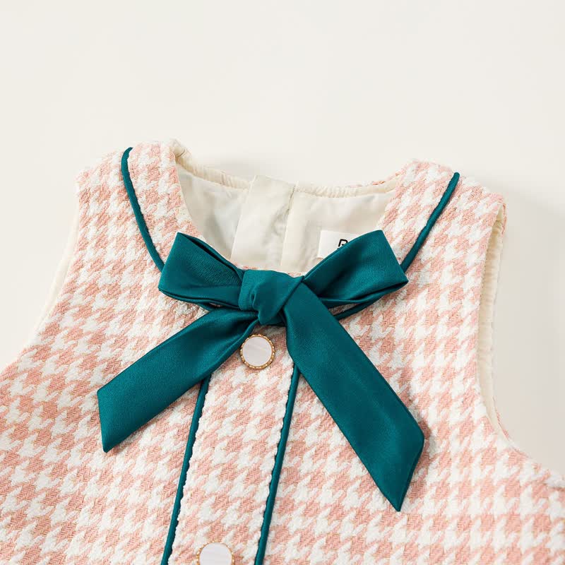 Toddler Girl Plaid Bowknot Sleeveless Dress