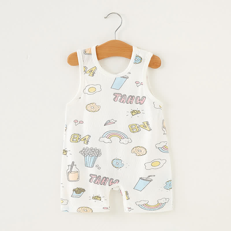 Baby Rainbow Letters Super Thin Sleeveless Romper