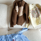 Toddler 3D Dots Heart Knitted Cardigan