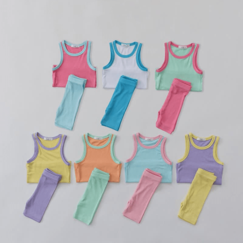 Baby Toddler Color Block Tank Top and Shorts Set