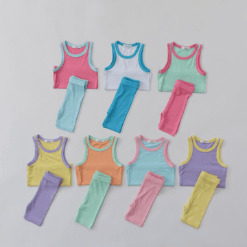 Baby Toddler Color Block Tank Top and Shorts Set
