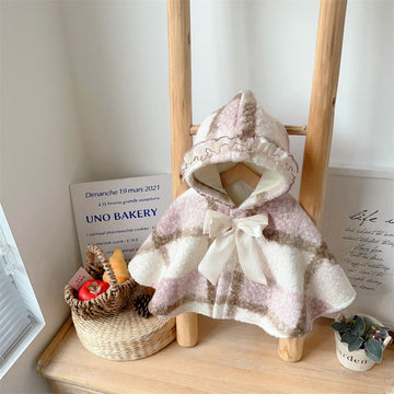 Baby Girl Plaid Hooded Cape