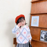 Toddler Girl Thermal Fuzzy Heart Diamond Sweater