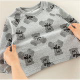 Toddler Bow Teddy Bear Casual Sweatshirt