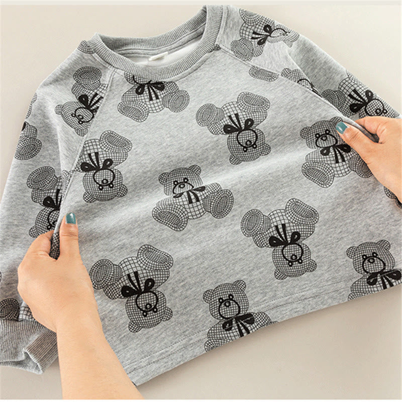 Toddler Bow Teddy Bear Casual Sweatshirt