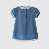 Baby Toddler Lace Collar Denim Dress