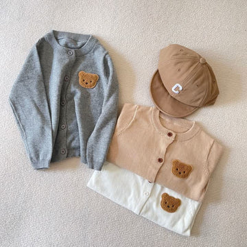Baby Toddler Embroidered Bear Cardigan