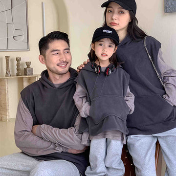 Family Matching Grey Hooded Vest