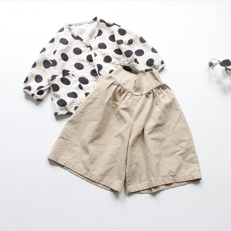Toddler Polka Dot Linen Loose Outerwear