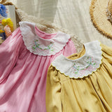 Toddler Girl Embroidered Flower Bow Dress