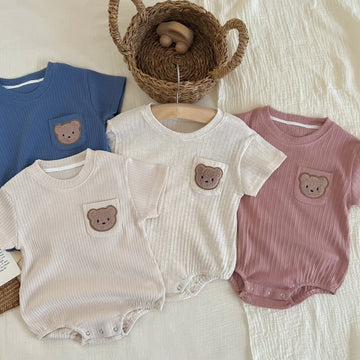 Baby Embroidered Bear Pajamas Bodysuit