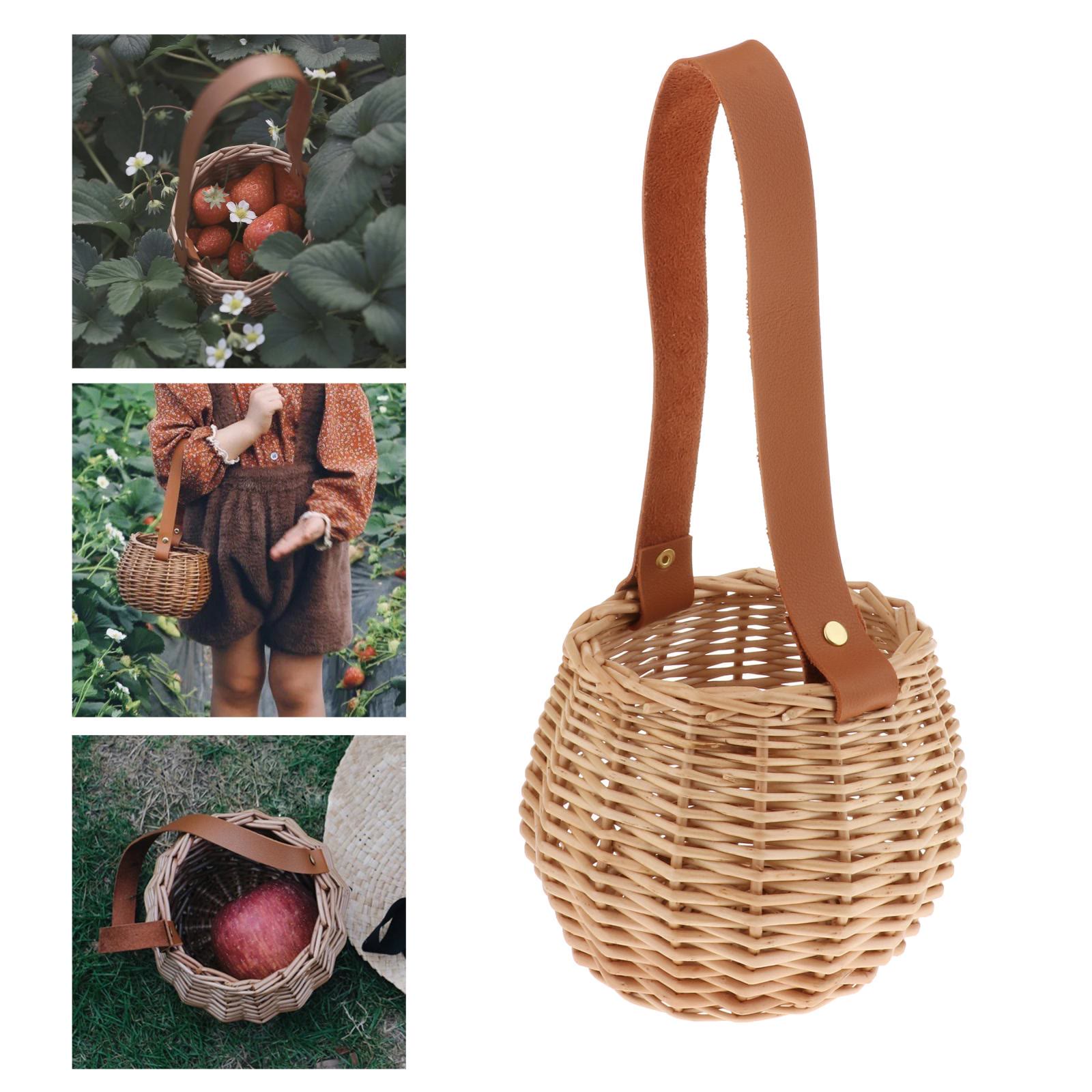 Woven Leather Handle Storage Basket