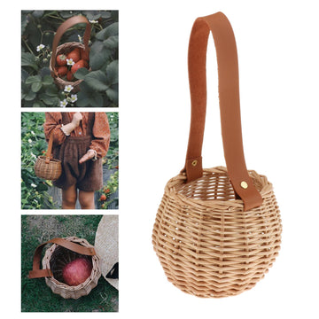 Woven Leather Handle Storage Basket