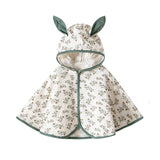 Toddler Green Leaves 3D Ears Hooded Cloak