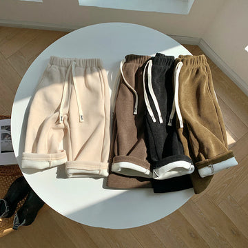 Toddler Girl Loose Solid Color Fleece Lined Pants