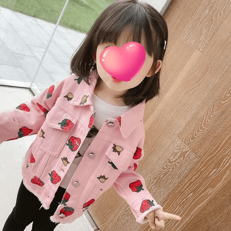 Toddler Girl Strawberry Polo Denim Jacket