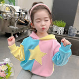 Toddler Girl Macaron Color Star Sweet Hoodie