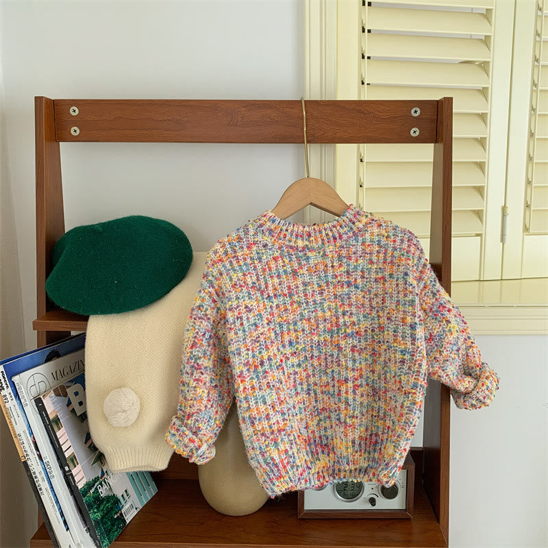 Toddler Girl Multicolor Knitted Fleece Sweater