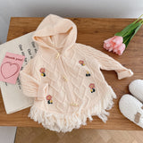 Toddler Embroidered Flower Tassels Hooded Cardigan