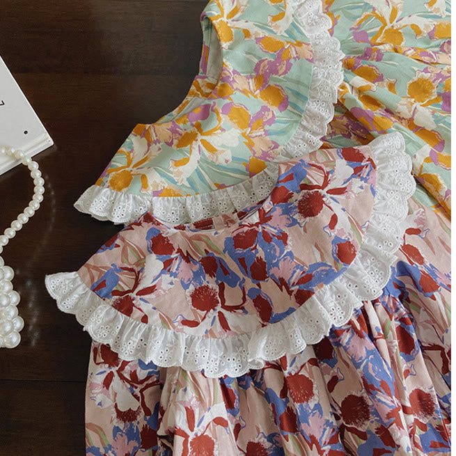 Toddler Girl Lace Retro Style Flower Dress