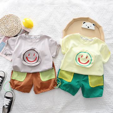 Toddler Boy Smiley Tee and Casual Shorts Set
