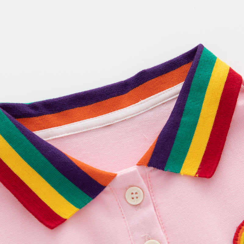 Toddler Girl Rainbow Polo Collar Dress