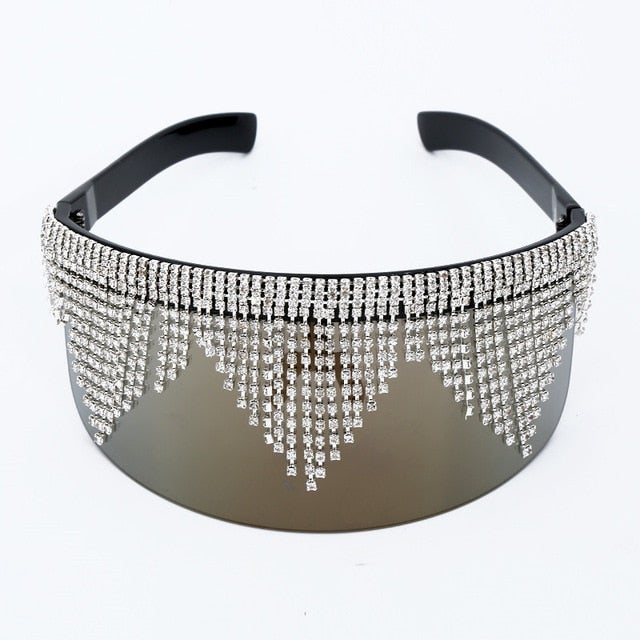 Rhinestone Oversized Mirror Sunglass