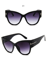 Gradient Lens Gold T Decor Vintage Oversized Frame Cat Eye Sunglasses