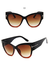 Gradient Lens Gold T Decor Vintage Oversized Frame Cat Eye Sunglasses