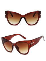 Gradient Lens Gold T Decor Vintage Oversized Frame Cat Eye Sunglasses