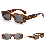 Thick Leopard Rectangular Frame Gradient Retro Sunglasses