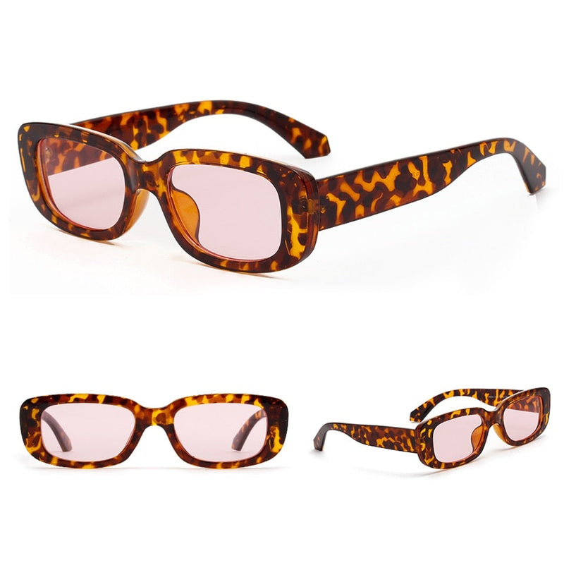 Thick Leopard Rectangular Frame Gradient Retro Sunglasses