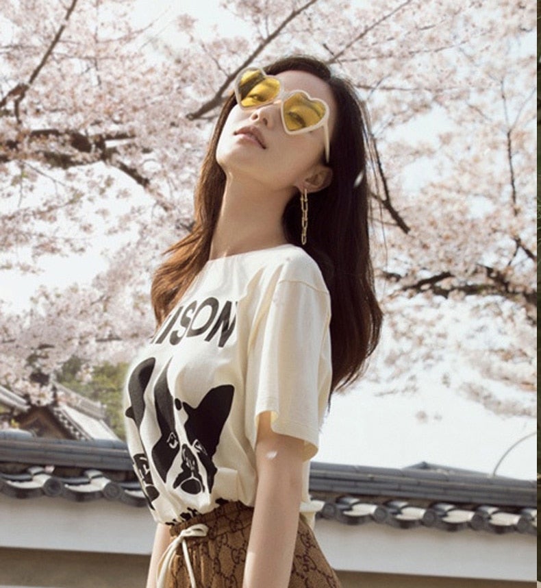 Love Heart Cat Eye Frame Mirror Lens Retro Sunglasses